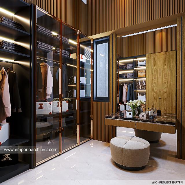 Desain Walk In Closet Rumah Modern 2 Lantai Ibu TFN di Samarinda