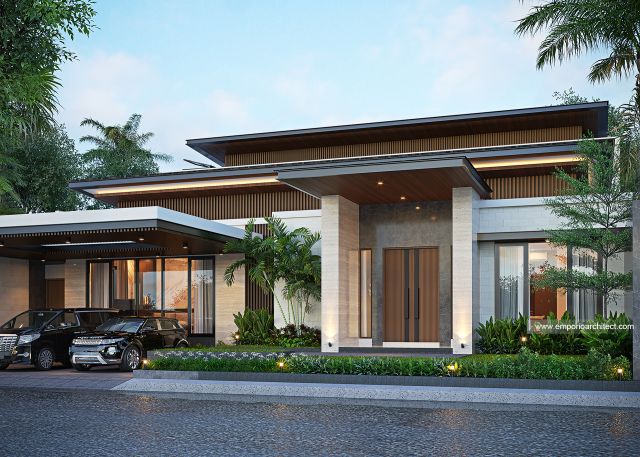 Desain Tampak Depan 2 Rumah Modern 2 Lantai Bapak KG di Samarinda