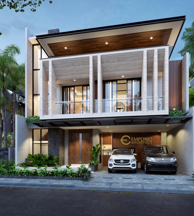 Desain Rumah Modern 2 Lantai Bapak Mujib di Depok, Jawa Barat - Tampak Depan