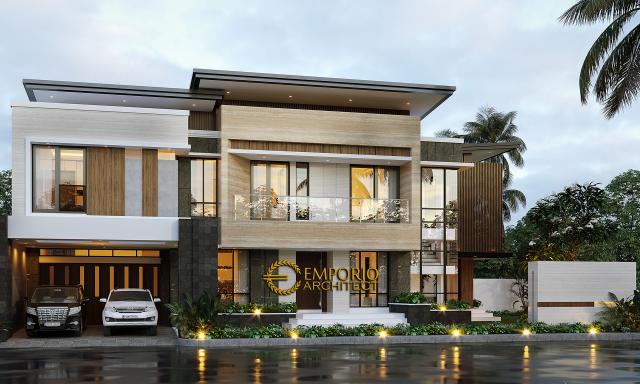 Desain Tampak Depan 1 Rumah Modern 2 Lantai Ibu Febry di Jayapura, Papua