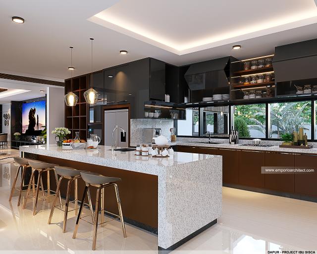 Desain Dapur Rumah Modern 2 Lantai Ibu SSC di Bogor, Jawa Barat