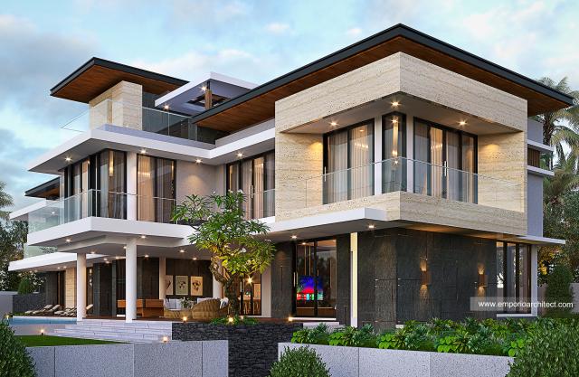 Desain Tampak Samping 2 Rumah Modern 2 Lantai Ibu SSC di Bogor, Jawa Barat