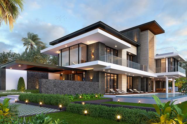 Gambar 1 Desain Rumah Modern 2 Lantai Ibu SSC 995 di  Bogor, Jawa Barat