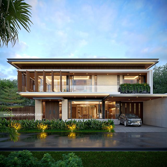 Desain Tampak Depan 2 Rumah Modern 2 Lantai Ibu ASF di Jakarta