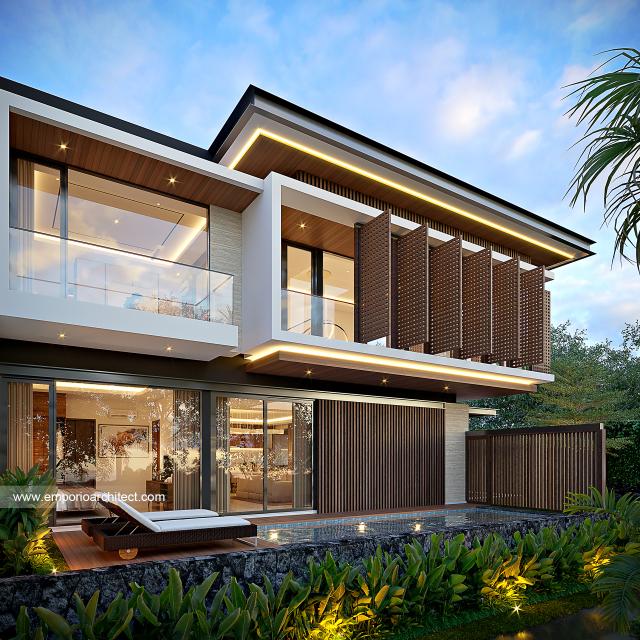 Desain Tampak Samping Rumah Modern 2 Lantai Ibu ASF di Jakarta