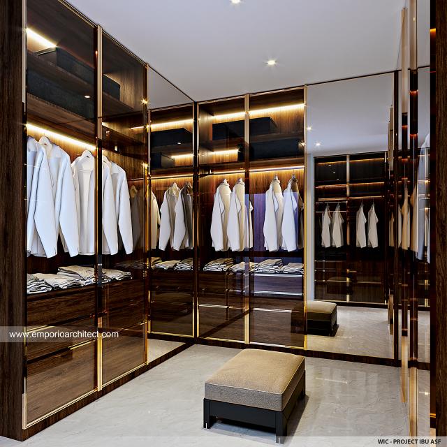 Desain Walk In Closet Rumah Modern 2 Lantai Ibu ASF di Jakarta