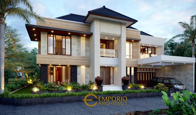 Desain Rumah Modern 2 Lantai Bapak Steven di Banyuwangi, Jawa Timur - Tampak Depan