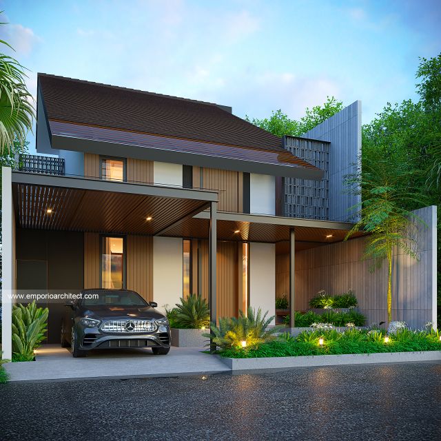 Desain Tampak Depan Rumah Modern 2 Lantai Bapak GBS di Tangerang