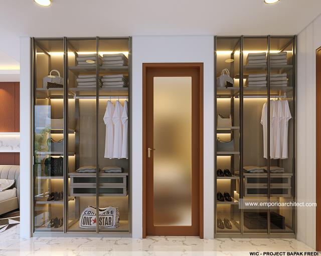 Desain Walk In Closet Rumah Modern 2 Lantai Bapak Fredi di Solo (Surakarta), Jawa Tengah