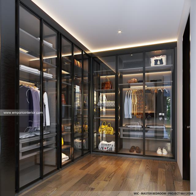 Desain Walk In Closet Rumah Modern 2 Lantai Ibu LDY di Jakarta