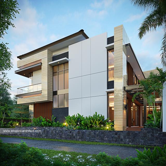 Desain Tampak Samping Rumah Modern 2 Lantai Ibu LDY di Jakarta