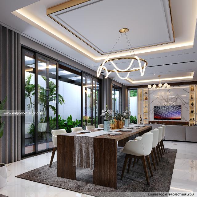 Desain Ruang Makan Rumah Modern 2 Lantai Ibu LDY di Jakarta