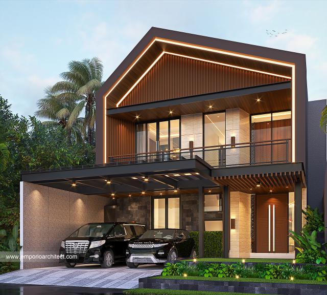 Desain Rumah Modern Kontemporer 2 Lantai Bapak ADR di Bandung - Tampak Depan