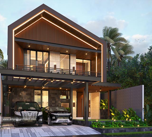 Desain Tampak Depan 2 Rumah Modern Kontemporer 2 Lantai Bapak ADR di Bandung