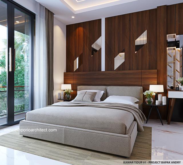 Desain Kamar Tidur 1 Rumah Modern Kontemporer 2 Lantai Bapak ADR di Bandung