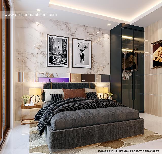 Desain Kamar Tidur Utama Rumah Modern 2 Lantai Bapak ALX di Bandung