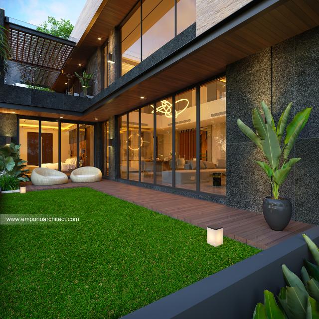 Desain Tampak Detail Belakang Rumah Modern 2 Lantai Bapak YG di Cirebon