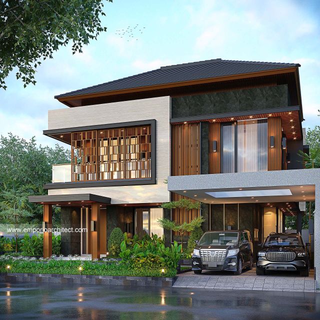 Desain Tampak Depan 3 Rumah Modern 2 Lantai Bapak RZL di Samarinda