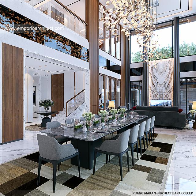 Desain Ruang Makan Rumah Modern 2 Lantai Bapak CCP di Kuningan, Jawa Barat