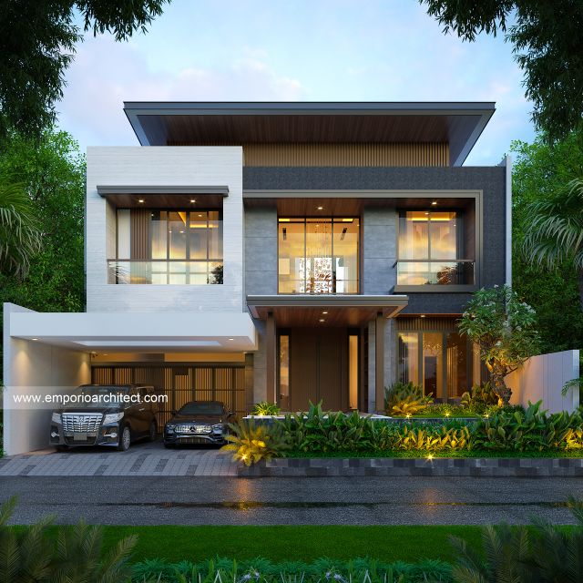 Desain Tampak Depan 3 Rumah Modern 2 Lantai Bapak PLM di Balikpapan