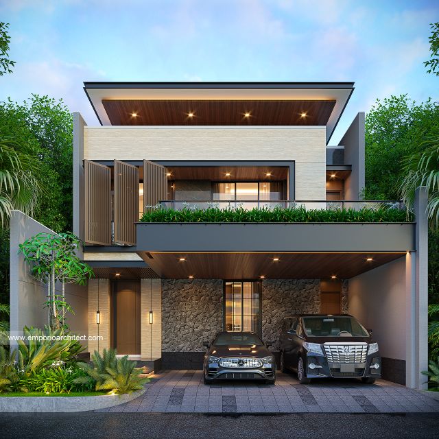 Gambar 1 Desain Rumah Modern 2 Lantai Ibu DSW 2016 di  Cilegon, Banten