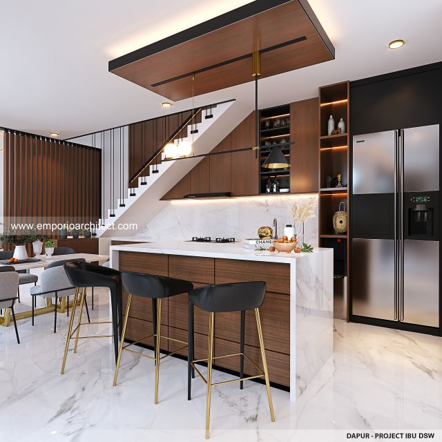 Desain Dapur Rumah Modern 2 Lantai Ibu DSW di Cilegon, Banten