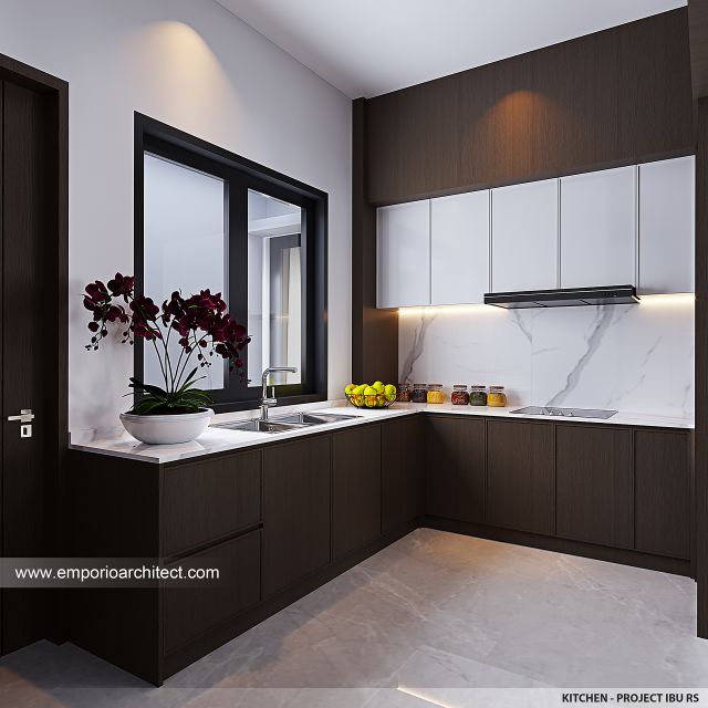 Desain Dapur Rumah Modern 2 Lantai Ibu RS di Jakarta Selatan