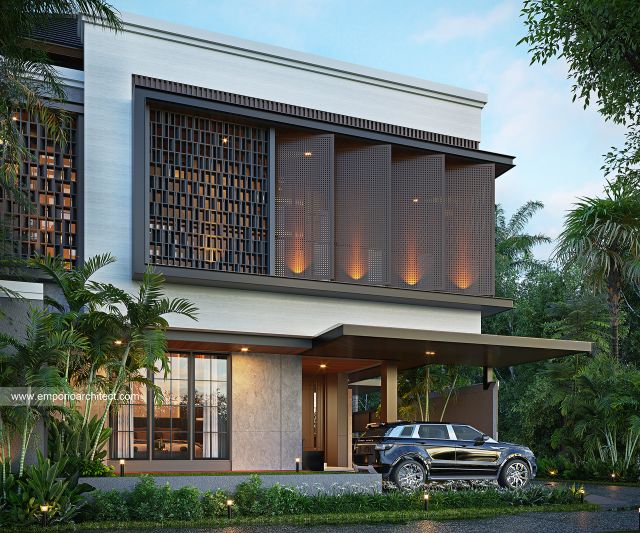 Desain Tampak Samping Rumah Modern 2 Lantai Ibu SRL di Duren Sawit, Jakarta Timur