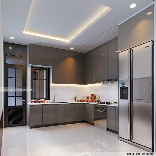 Desain Dapur Rumah Modern 2 Lantai Ibu SRL di Duren Sawit, Jakarta Timur