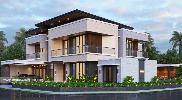 Desain Rumah Modern 2 Lantai Bapak KRL di Lombok - Tampak Hook