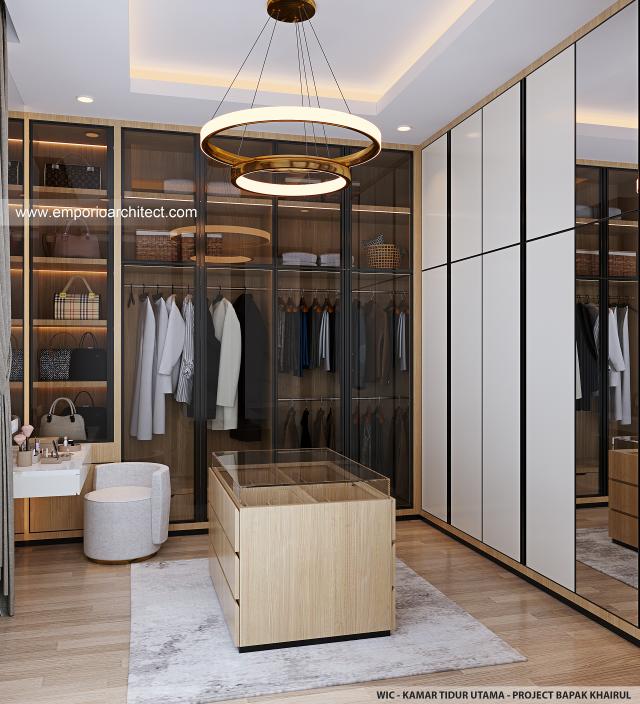 Desain Walk In Closet Rumah Modern 2 Lantai Bapak KRL di Lombok