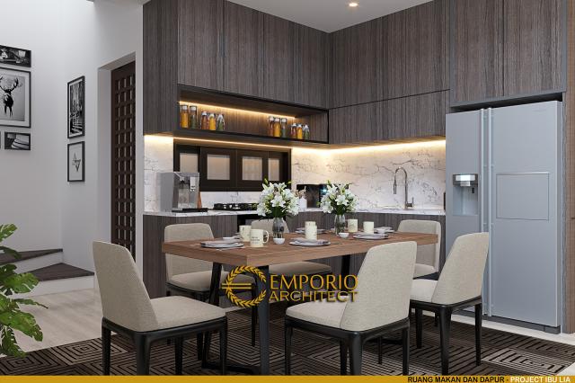 Desain Ruang Makan dan Dapur Rumah Modern 2 Lantai Ibu Lia di Bekasi, Jawa Barat