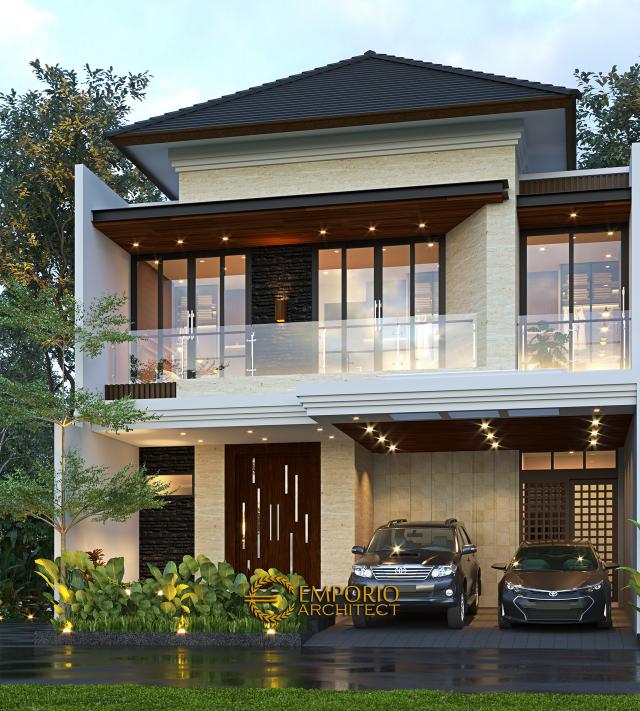 Desain Tampak Depan Tanpa Pagar 2 Rumah Modern 2 Lantai Ibu Lia di Bekasi, Jawa Barat