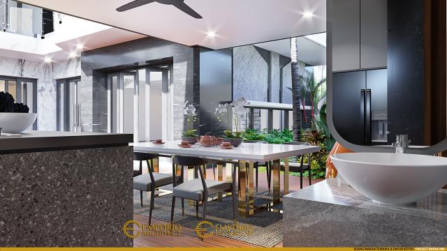 Desain Ruang Makan dan Dapur Kotor Rumah Modern 2 Lantai Bapak Awi di Batam