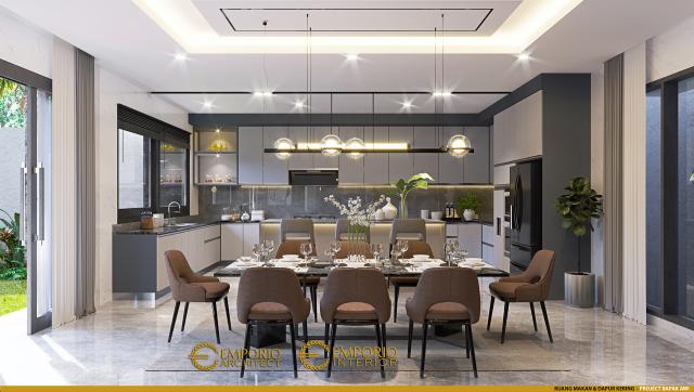 Desain Ruang Makan dan Dapur Kering Rumah Modern 2 Lantai Bapak Awi di Batam