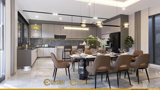 Desain Ruang Makan dan Dapur Kering Rumah Modern 2 Lantai Bapak Awi di Batam