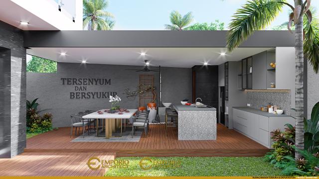 Desain Ruang Makan dan Dapur Kotor Rumah Modern 2 Lantai Bapak Awi di Batam