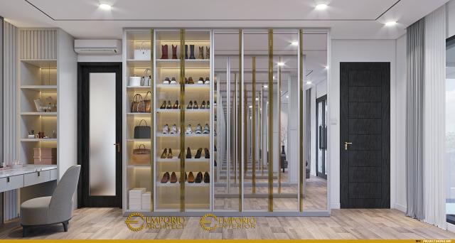 Desain Walk In Closet Rumah Modern 2 Lantai Bapak Awi di Batam