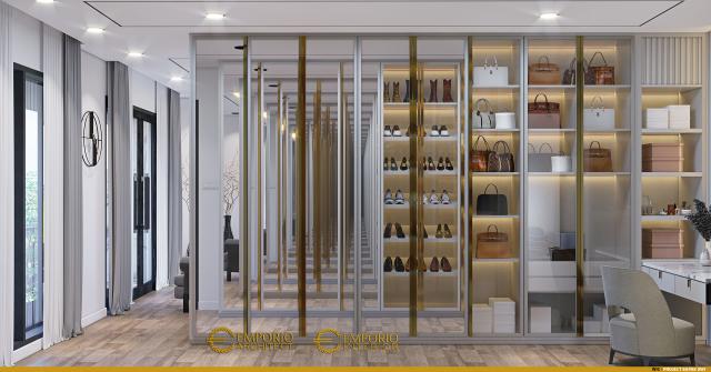 Desain Walk In Closet Rumah Modern 2 Lantai Bapak Awi di Batam