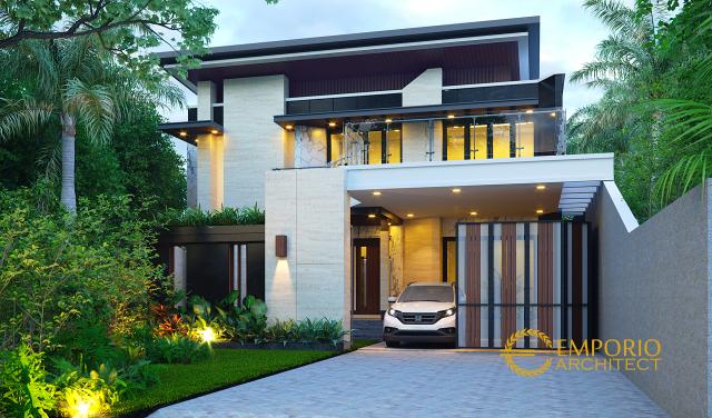 Desain Rumah Modern 2 Lantai Bapak Awi di Batam - Tampak Depan