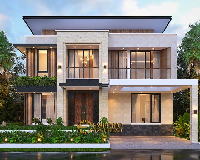 Desain Tampak Depan 3 Rumah Modern 2 Lantai Bapak YYM di BSD, Tangerang Selatan, Banten