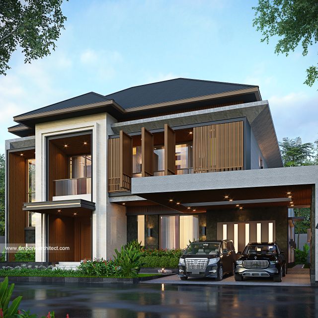 Desain Tampak Depan 3 Rumah Modern 2 Lantai Bapak BDR di Solo