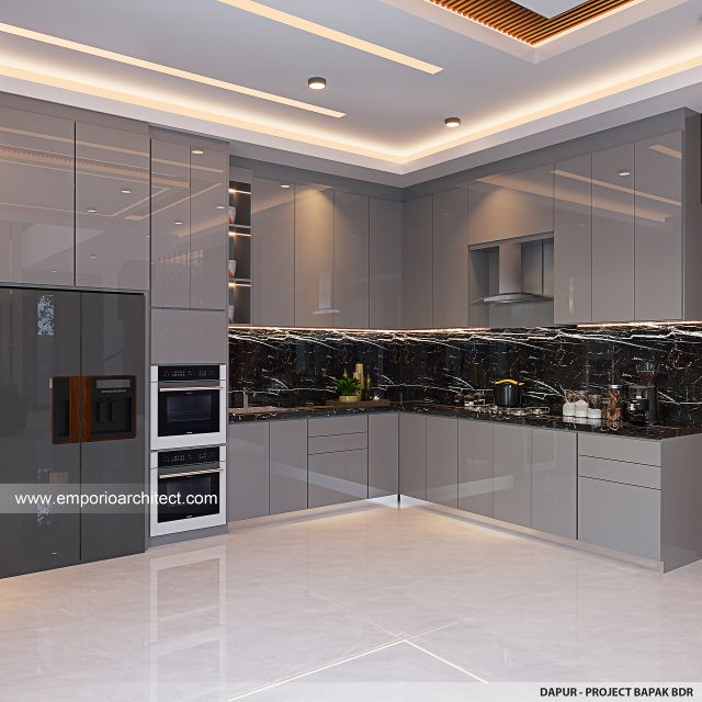 Desain Dapur Rumah Modern 2 Lantai Bapak BDR di Solo