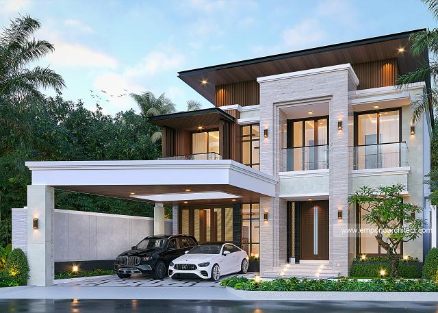 Desain Rumah Modern 2 Lantai Bapak Deny di Yogyakarta - Tampak Depan