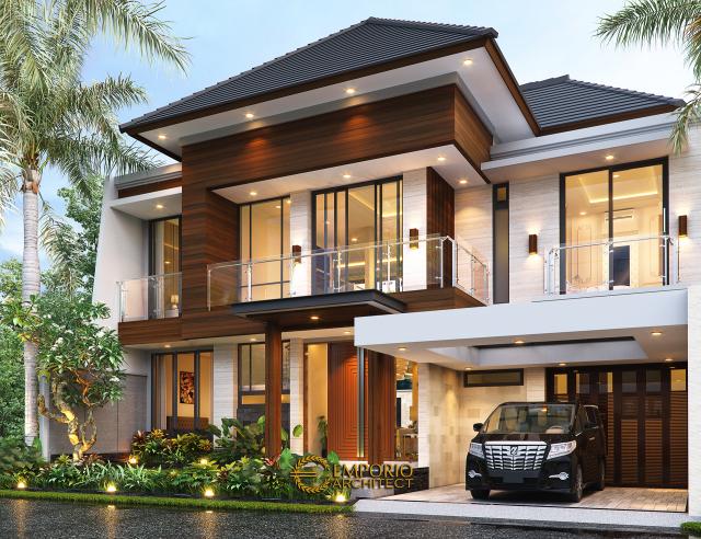 Desain Rumah Modern 2 Lantai Ibu Susan di Bandung - Tampak Depan Tanpa Pagar