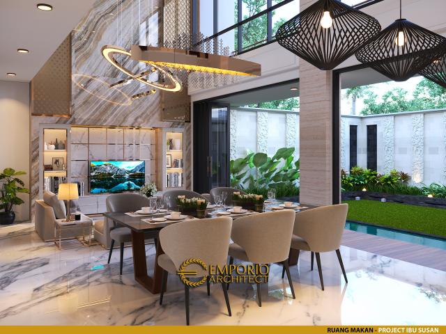 Desain Ruang Makan Rumah Modern 2 Lantai Ibu Susan di Bandung