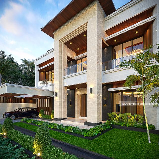 Desain Tampak Depan 3 Rumah Modern 2 Lantai Ibu LNH di Pontianak