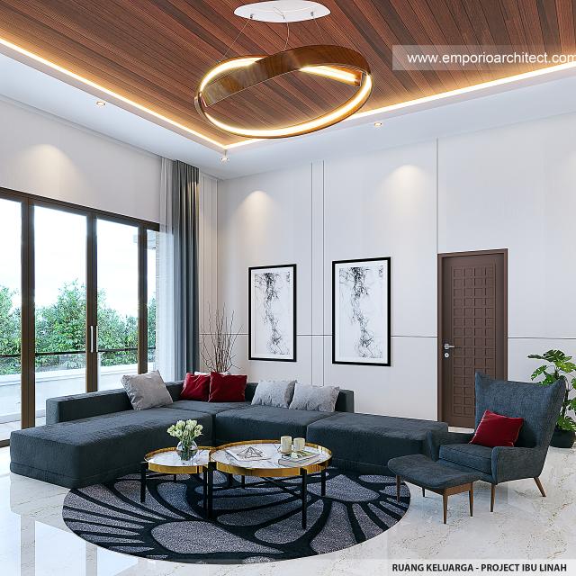 Desain Ruang Keluarga Rumah Modern 2 Lantai Ibu LNH di Pontianak