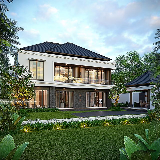 Desain Tampak Belakang Rumah Modern 2 Lantai Bapak NM di Denpasar, Bali