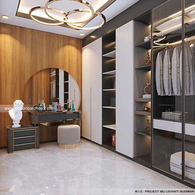 Desain Walk In Closet Rumah Modern 2 Lantai Ibu Lisyanti Budiman di Tangerang